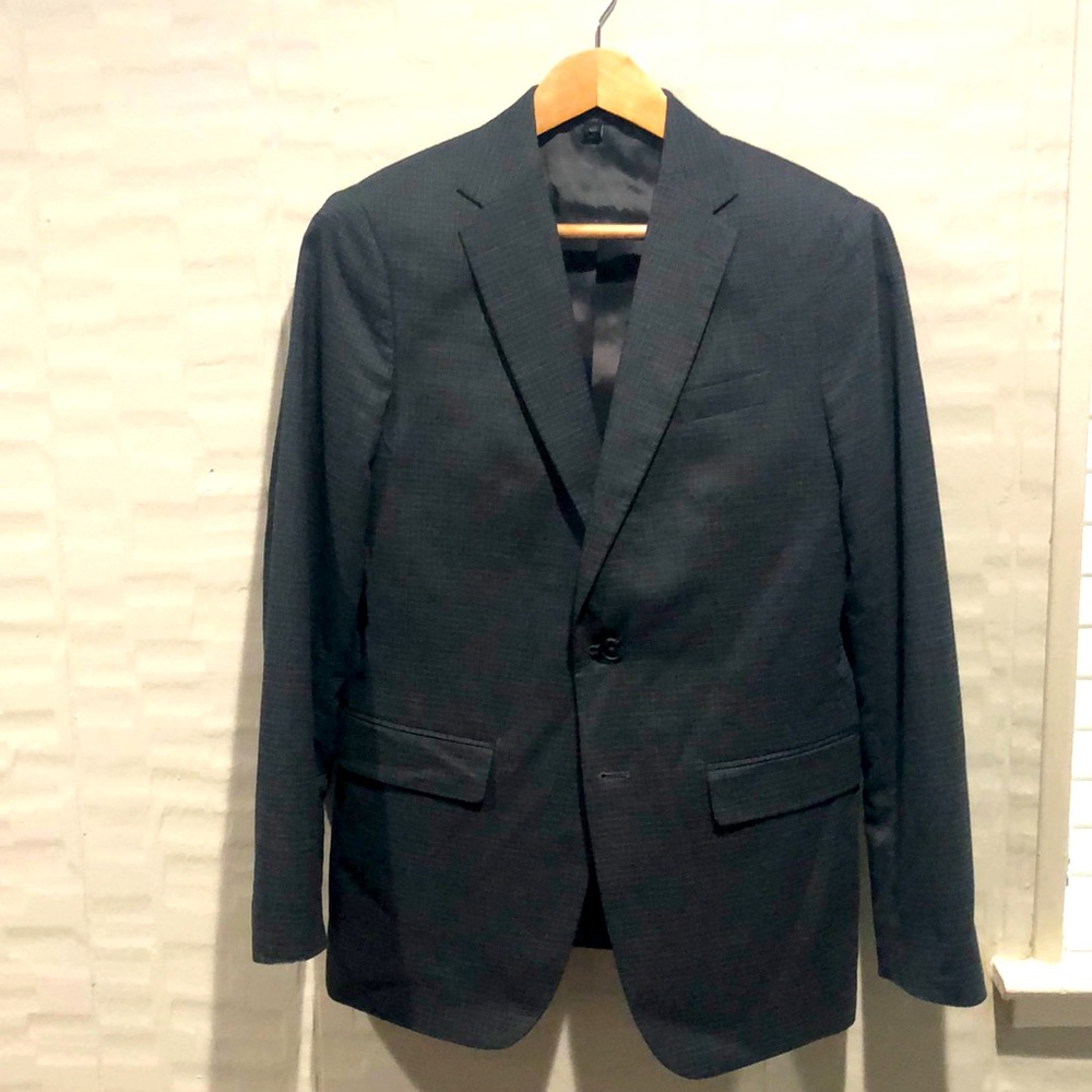 Charcoal Grid Print Blazer by Banana Republic